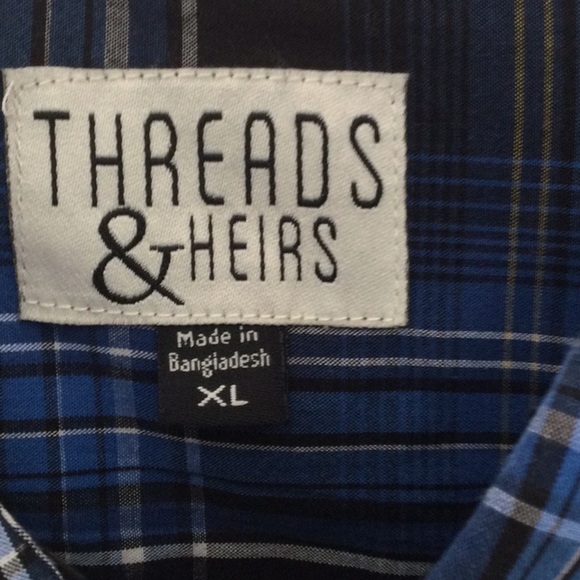 Threads & Heirs Mens Shirt size XL long sleeves color black & blue.    #292 - Picture 2 of 8